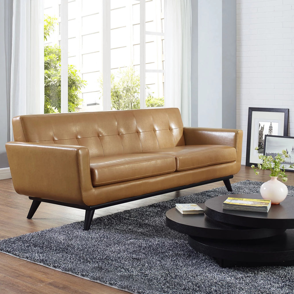 Brown Leather Sofa I297