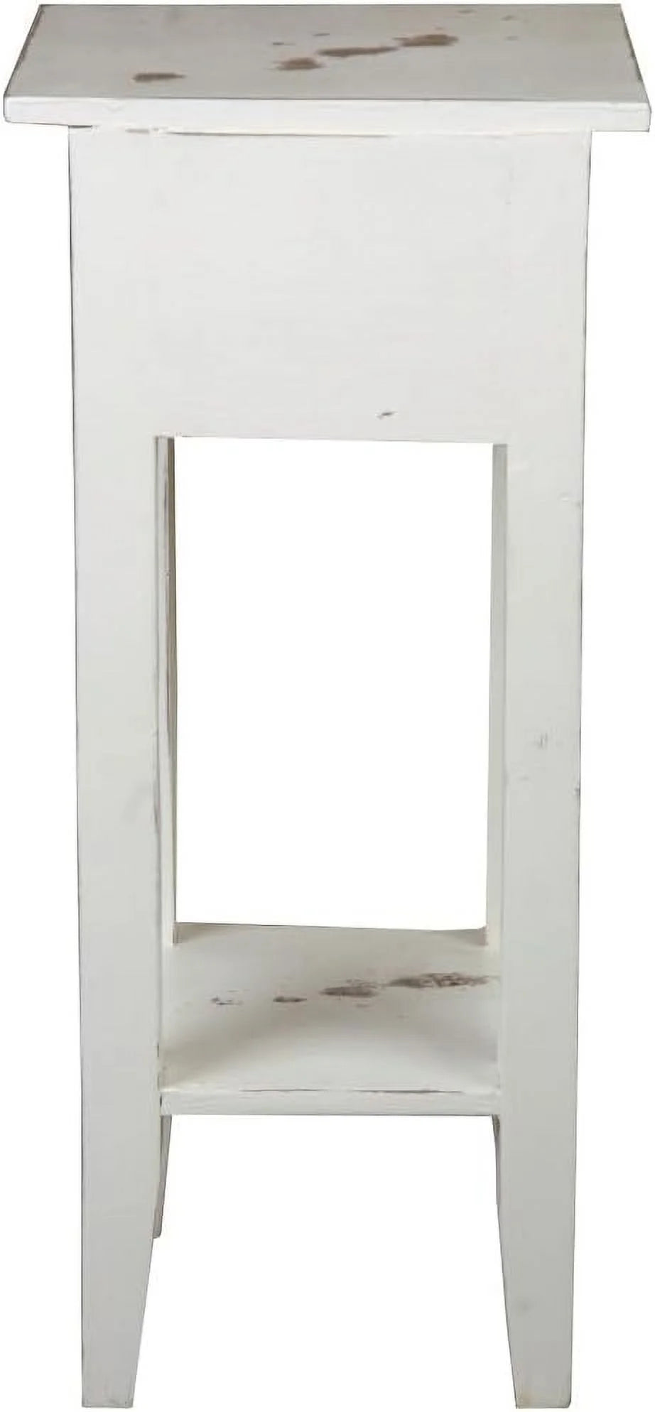 Narrow Distressed White Solid Wood Side End Table N75310