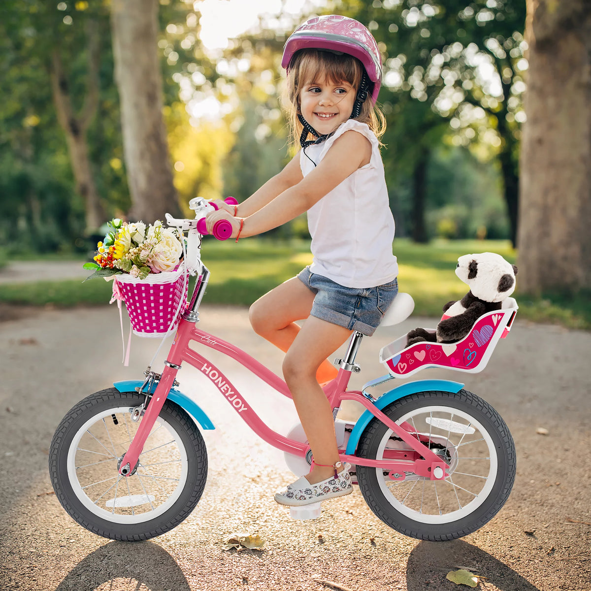 14 Inches Kids Bicycle with Training Wheels & Basket O795772