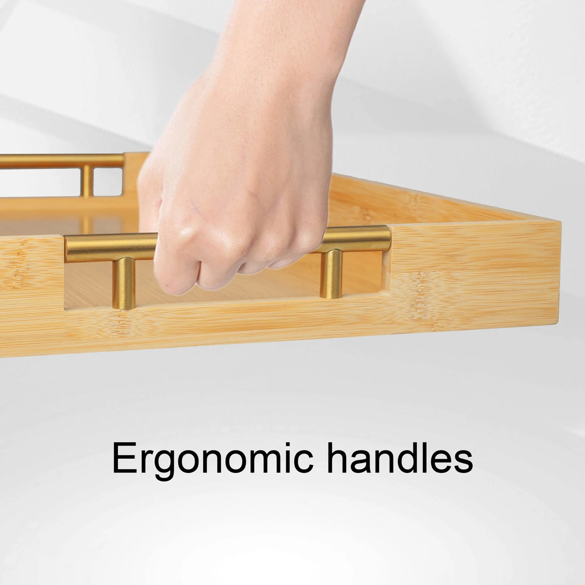 Bamboo Serving Trays with Metal Handles T643622