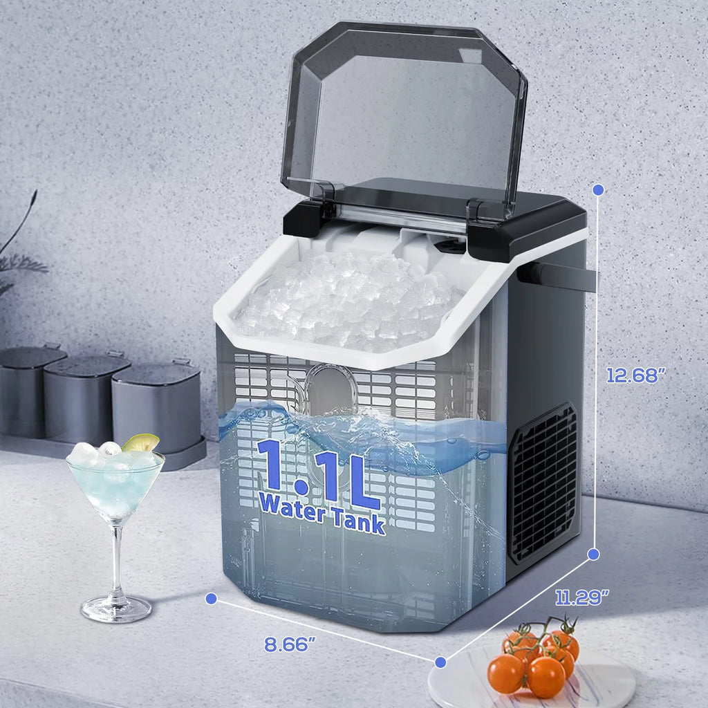 Portable Nugget Ice Maker Countertop Self-Cleaning 33lbs/24H Grey Y894223