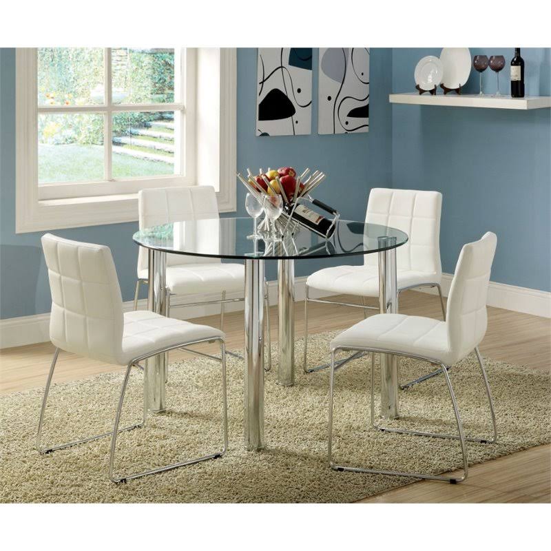 White Upholstered Dining Chair Set of 2 U367390