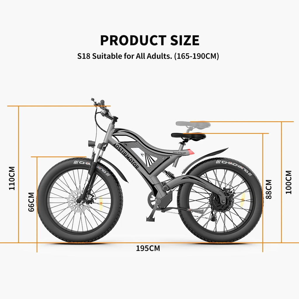 750W Fat Tire Electric Bike 48V 15AH Removable Lithium Battery U398689