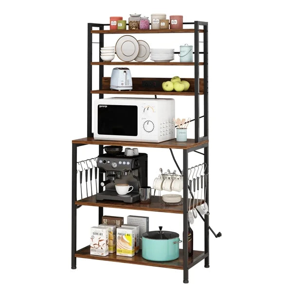31.5"L x15.6"W x66.9"H 6-Tier Bakers Rack with Power Outlets E652091