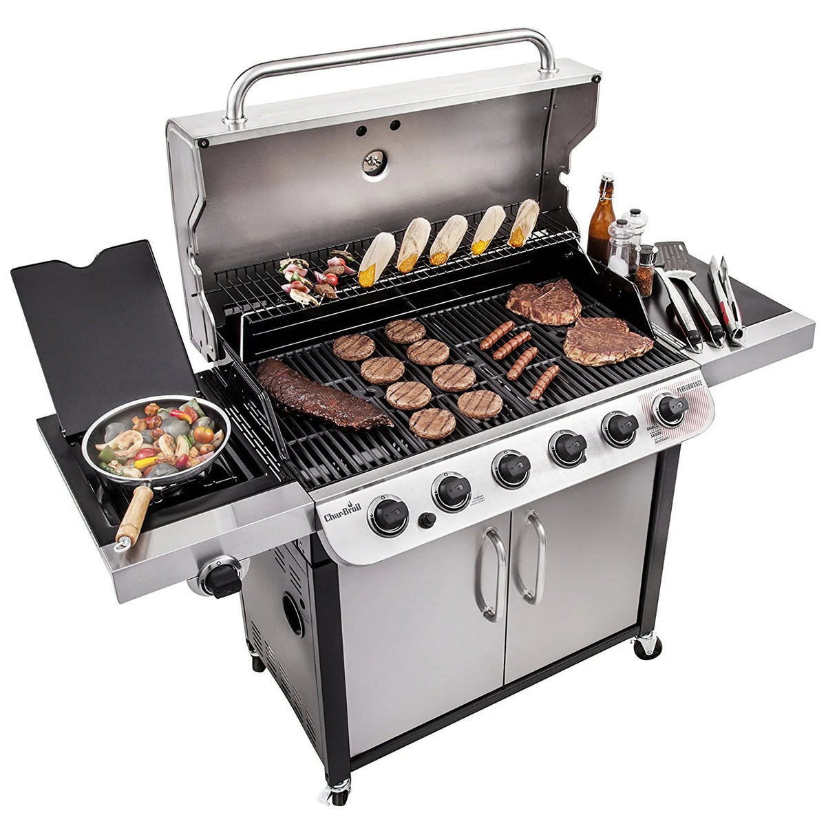 6-burner Liquid Propane Gas Grill with Side Burner W11428