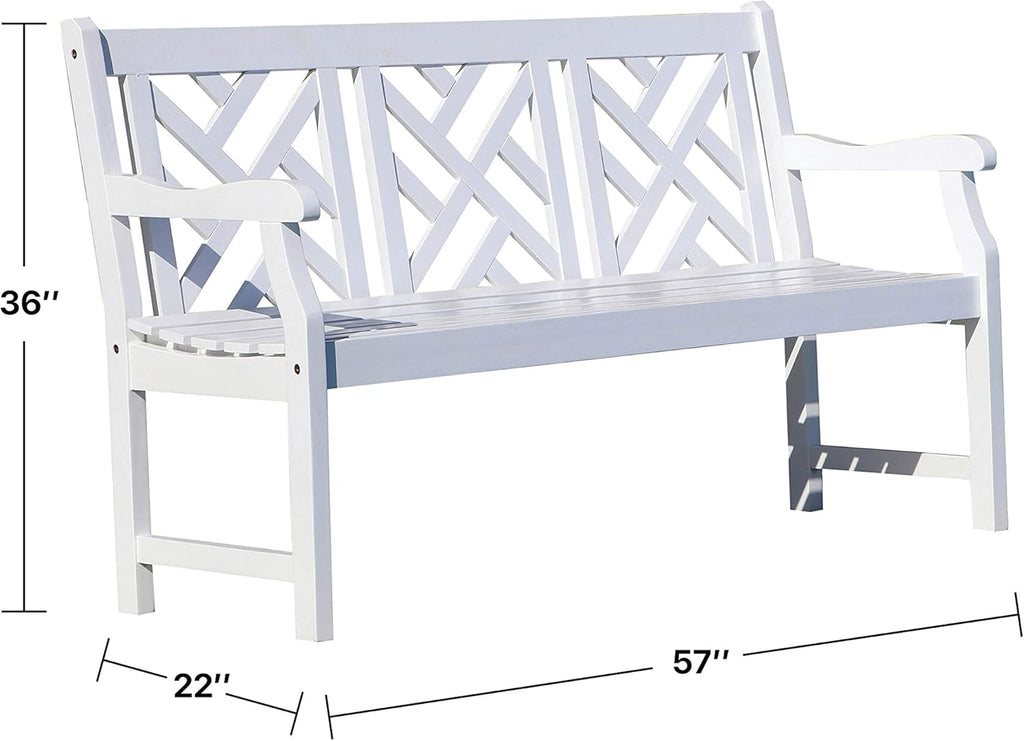 White Acacia Wooden Bench A22079