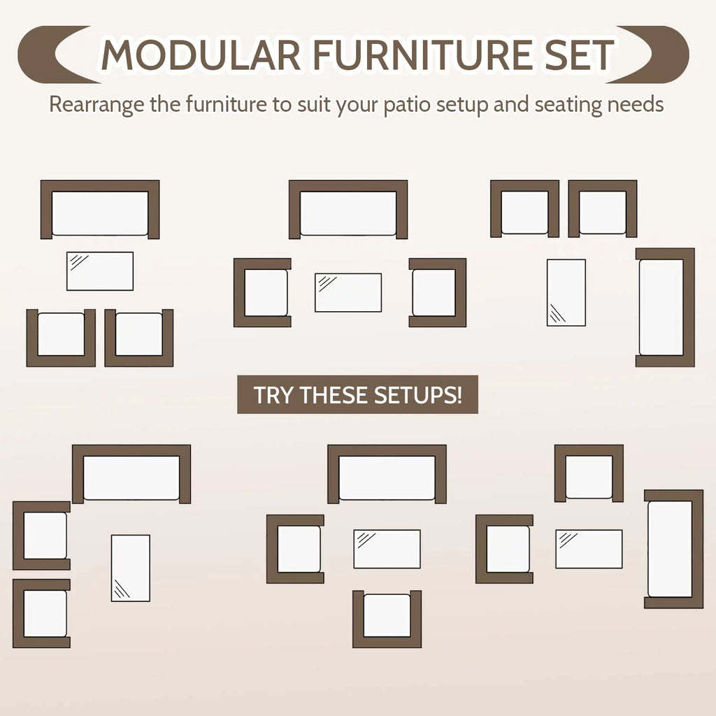 4 Piece Wicker Patio Conversation Furniture Set with Glass-Top Coffee Table & Gray Cushions O230056