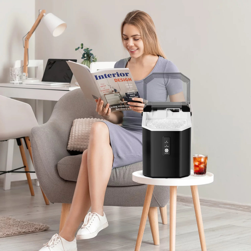 Portable Nugget Ice Maker Countertop Self-Cleaning 33lbs/24H Grey Y894223