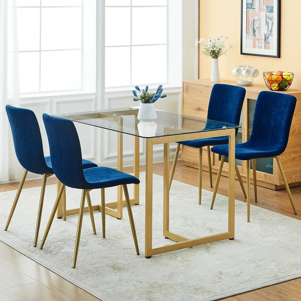 Navy Blue Velvet Dining Chairs Set of 4 L81220