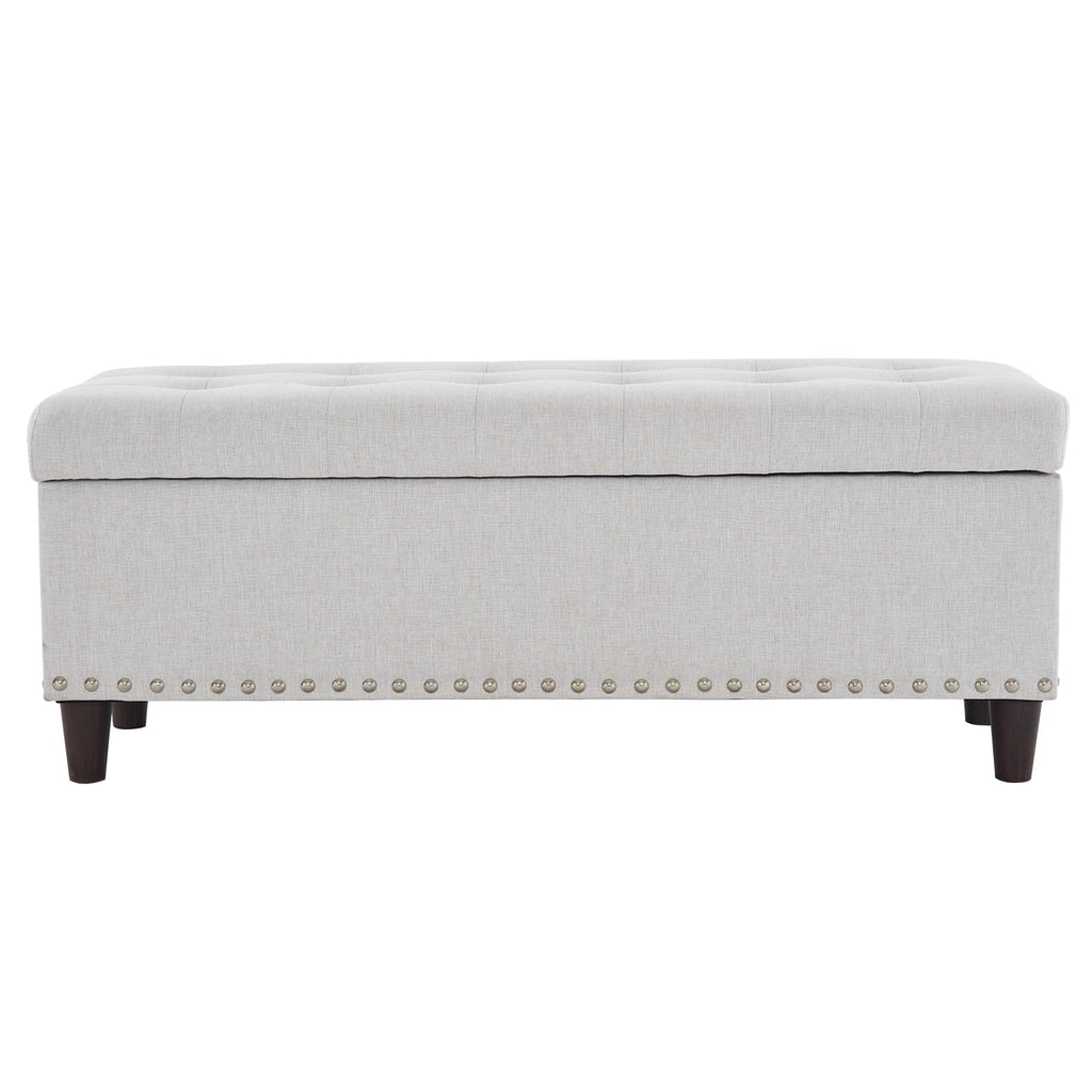 Off-White Linen Upholstered Storage Bench R592