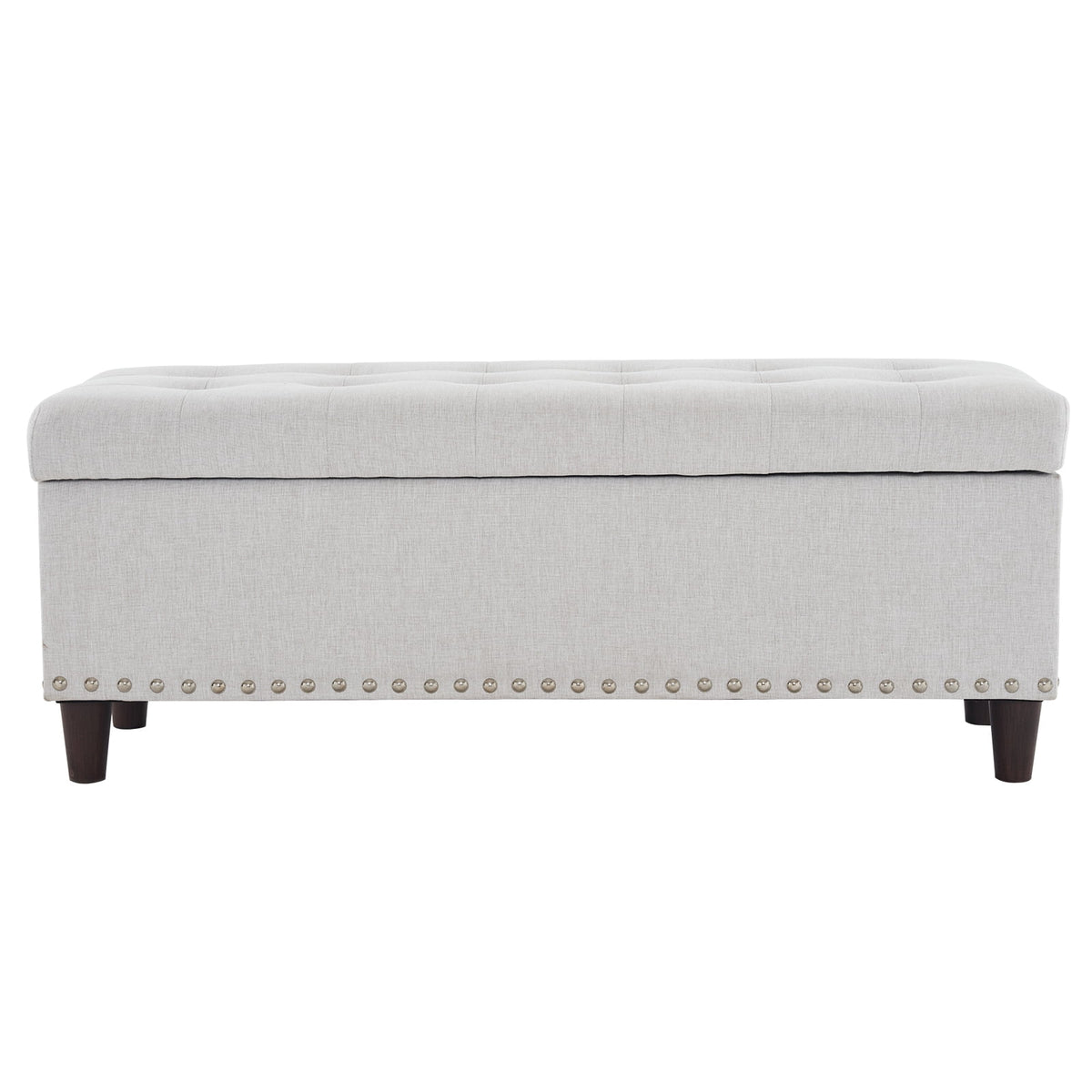 Off-White Linen Upholstered Storage Bench R592