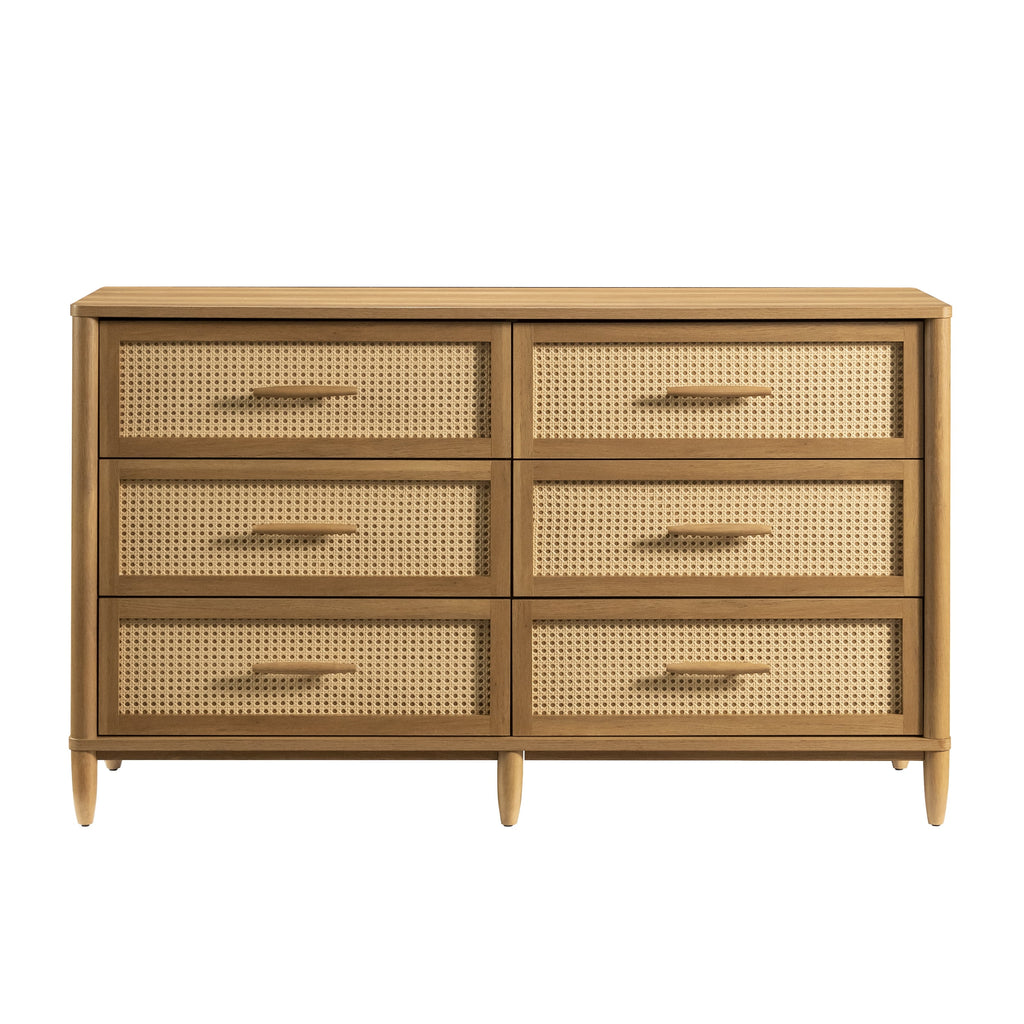 6 Drawer Dresser, Light Honey Finish U6685