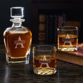 Etched Decanter Whiskey Set with Glasses L780