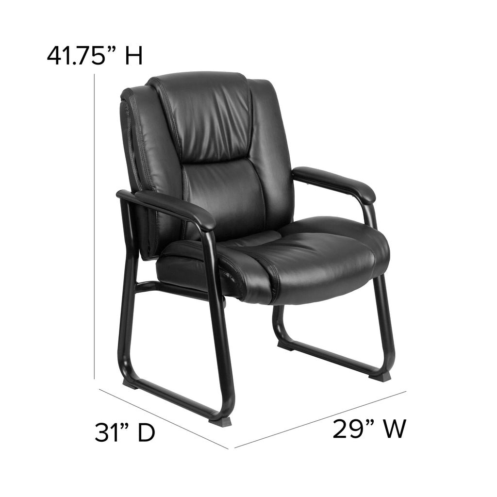 Black LeatherSoft Tufted Side Chair with Sled Base W979
