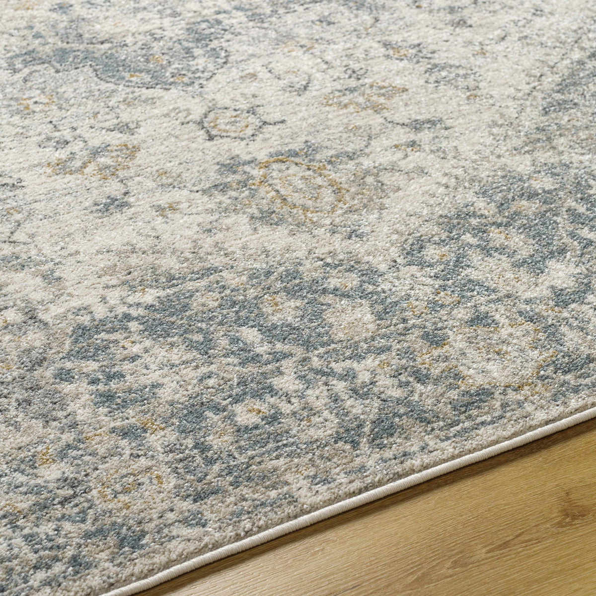 Cream Peach Medium Gray Area Rug 5'3" x 7' Y167303