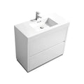 40 in. Free Standing High Gloss White Bathroom Vanity J955566