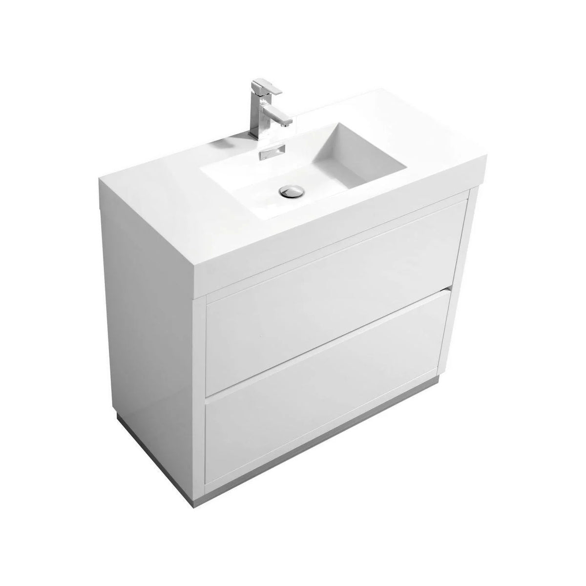 40 in. Free Standing High Gloss White Bathroom Vanity J955566