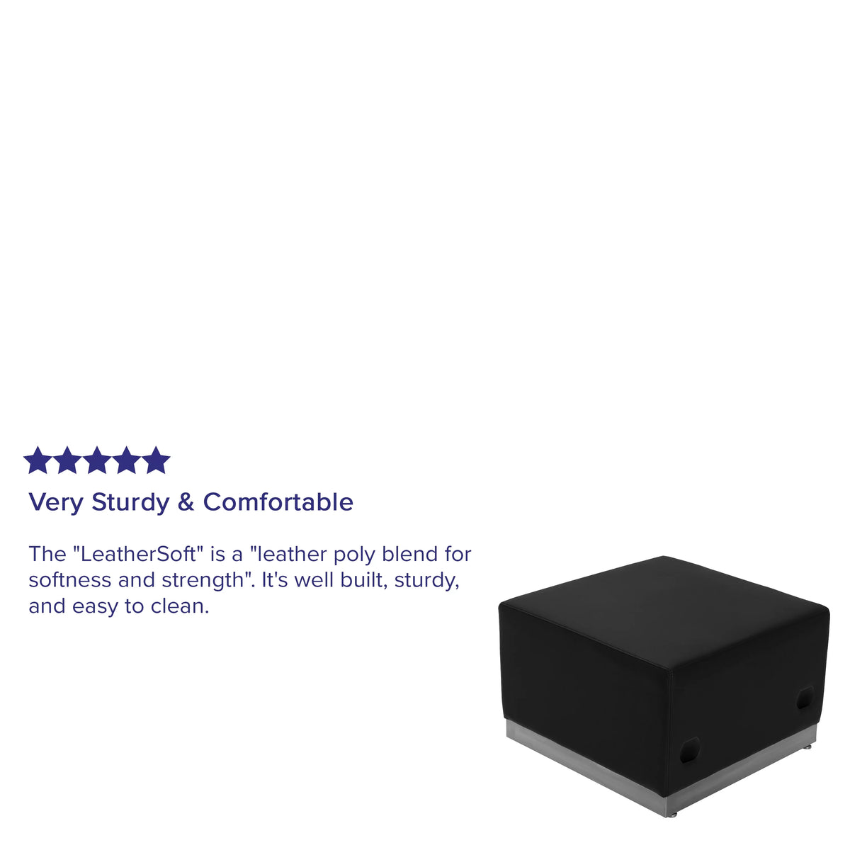 Black LeatherSoft Ottoman with Stainless Steel Base W20471