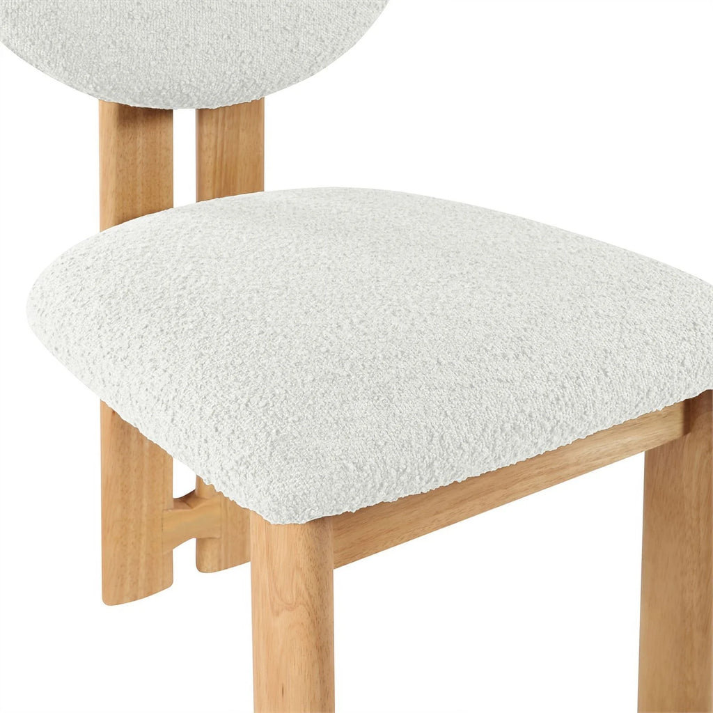 Cream Fabric & Wood Dining Chair Set of 2 D688295