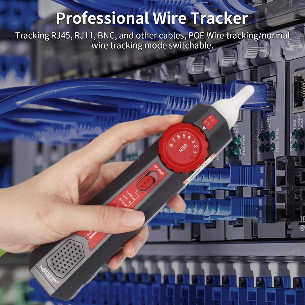 LCD Network Tester, RJ11 RJ45 Coax Cable Tester with VFL and POE E325