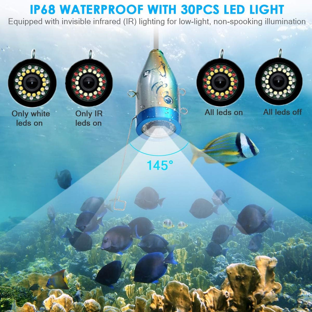 Underwater Fishing Camera with DVR IP68 7'' LCD 1080P 15m Cable M379589