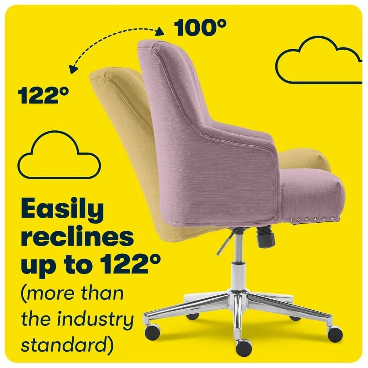 Modern Fabric Home Office Chair with Memory Foam in Lilac V175