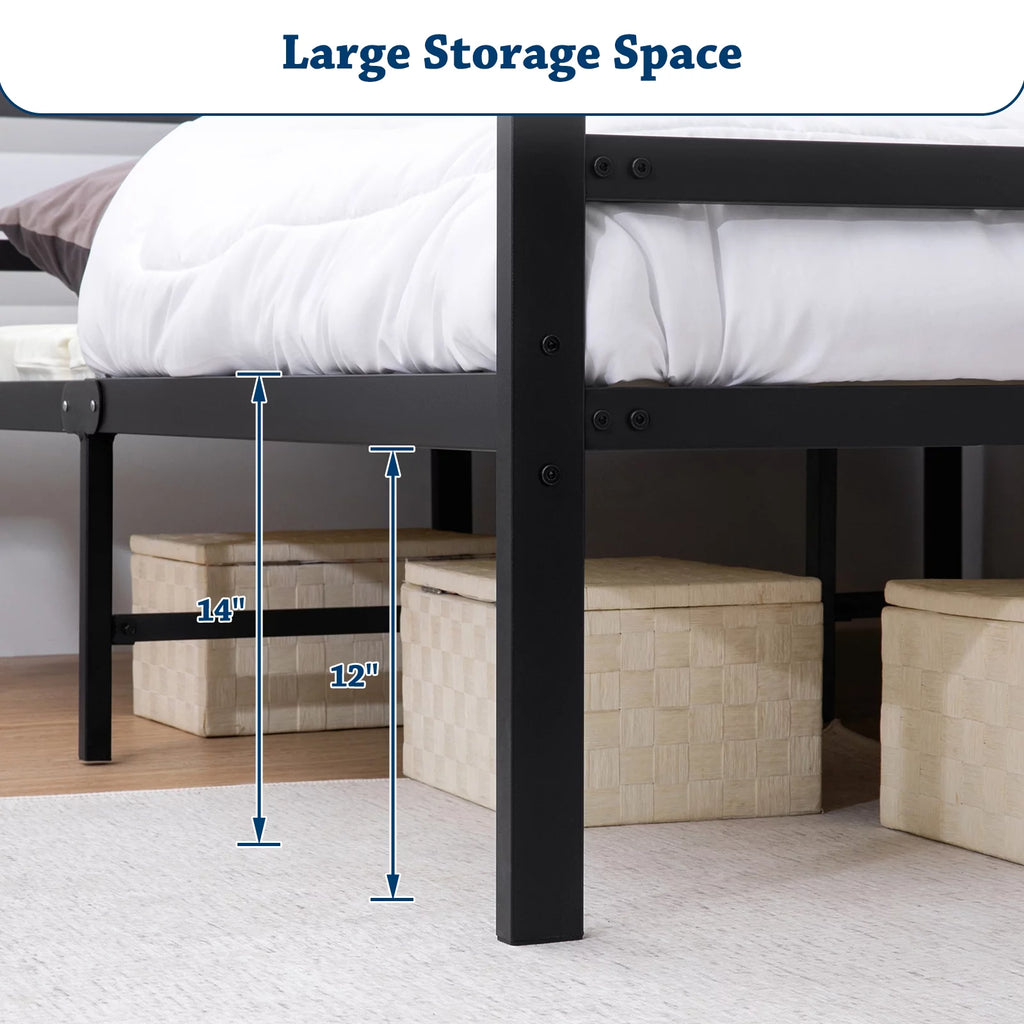 Twin Size Black Metal Platform Bed Frame with Headboard C128515