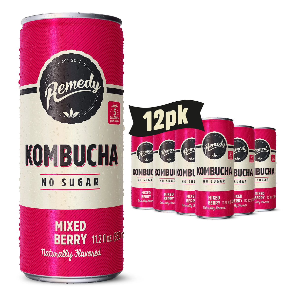 Mixed Berry Sugar Free Kombucha 12 Pk 11.2 oz Cans T7461