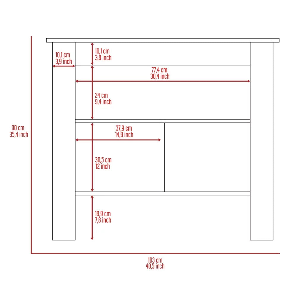 White Light Oak Manufactured Wood Kitchen Island V2226