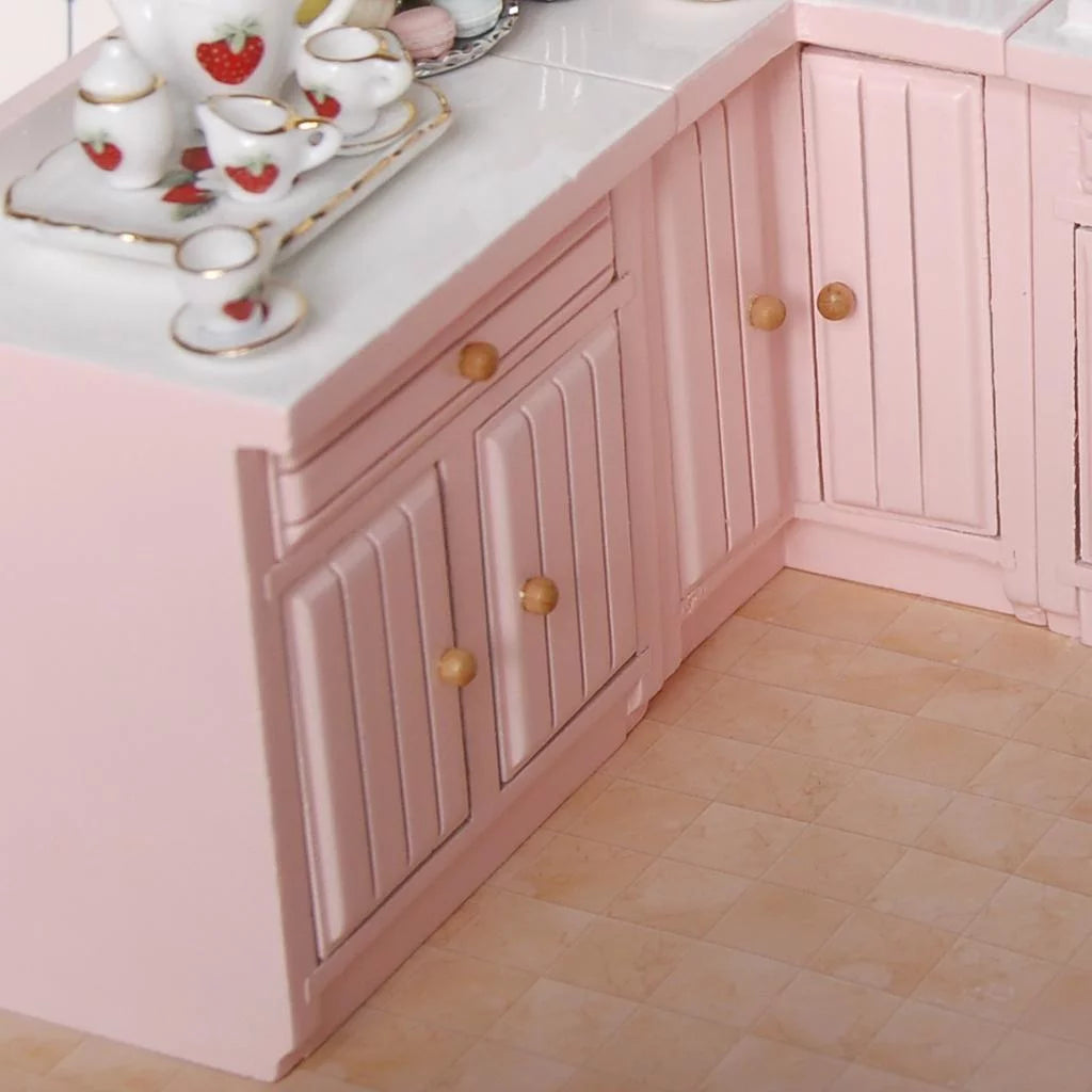 1/12 Dollhouse Miniature Birch Wood Cabinet Furniture Set Y155262