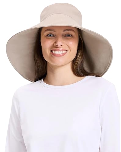 Women’s Ultra-Wide Cotton Linen Sun Hat UPF 50+ Packable Adjustable R507