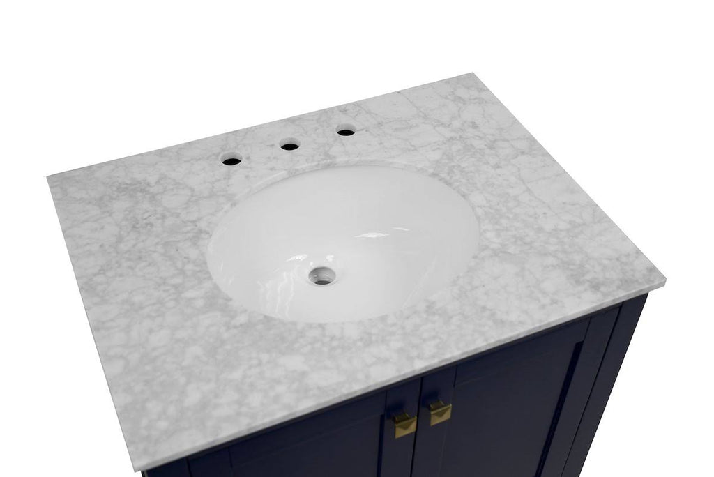 Royal Blue 30-Inch Bathroom Vanity with Marble Top A408737