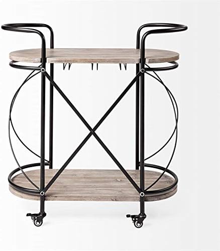 Black Two Tier Metal Bar Cart L9867