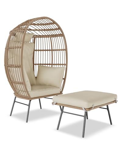 Oversize Wicker Egg Chair with Ottoman T270