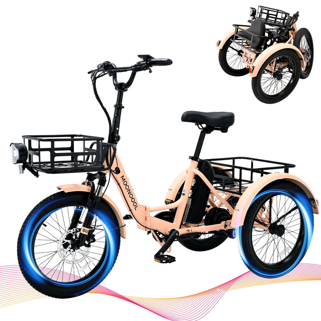 Folding Electric Tricycle 750W Motor 48V 20 Fat Tire 3 Wheel Electric Bicycle A600117