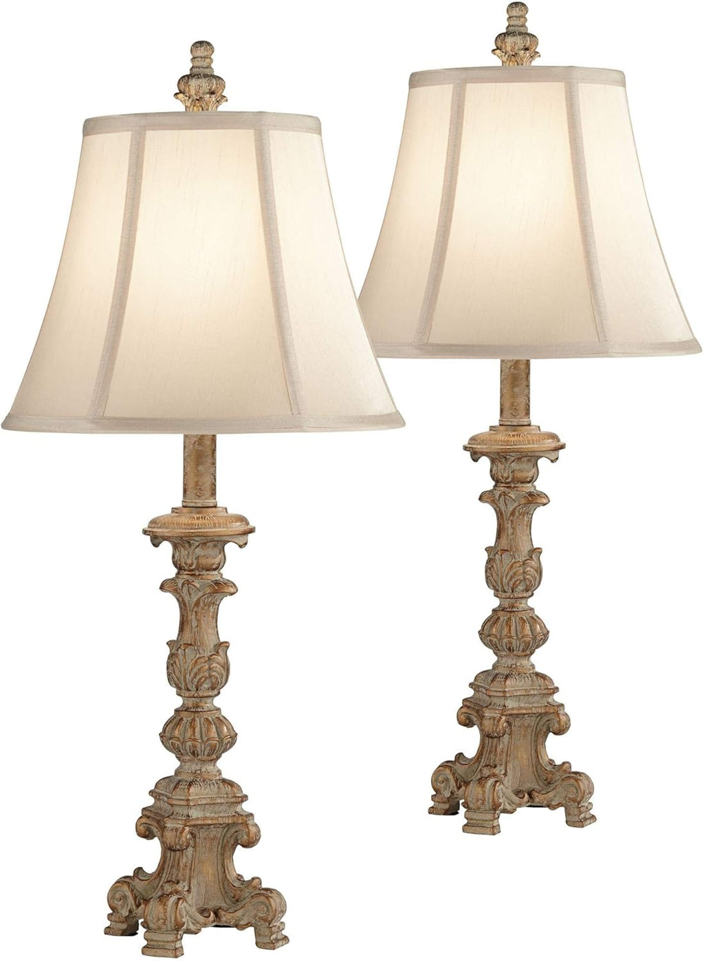 Set of 2 White Washed Table Lamps with Dimmers S11944