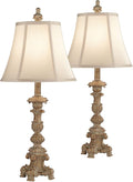 Set of 2 White Washed Table Lamps with Dimmers S11944