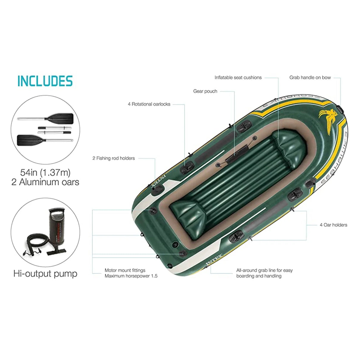 Inflatable Rafting Boat Set 3 Person with Oars and Pump U185