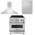 30 in. Dual Fuel Range, Range Hood, 3 Rack Dishwasher A8081
