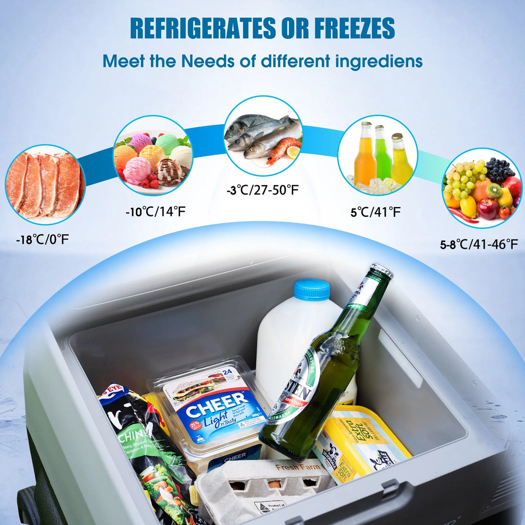 Portable Refrigerator Freezer with Battery and 6'' Off-Road Wheels D48795