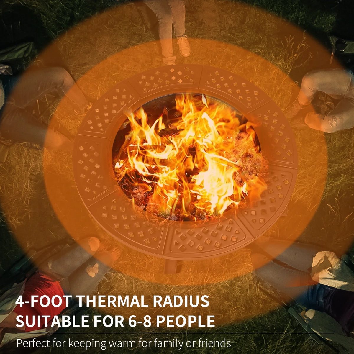 Black Metal Round Fire Pit with 2 Grill J1289