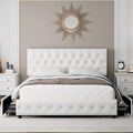 King White Faux Leather Upholstered Storage Bed Frame with 4 Drawers D970