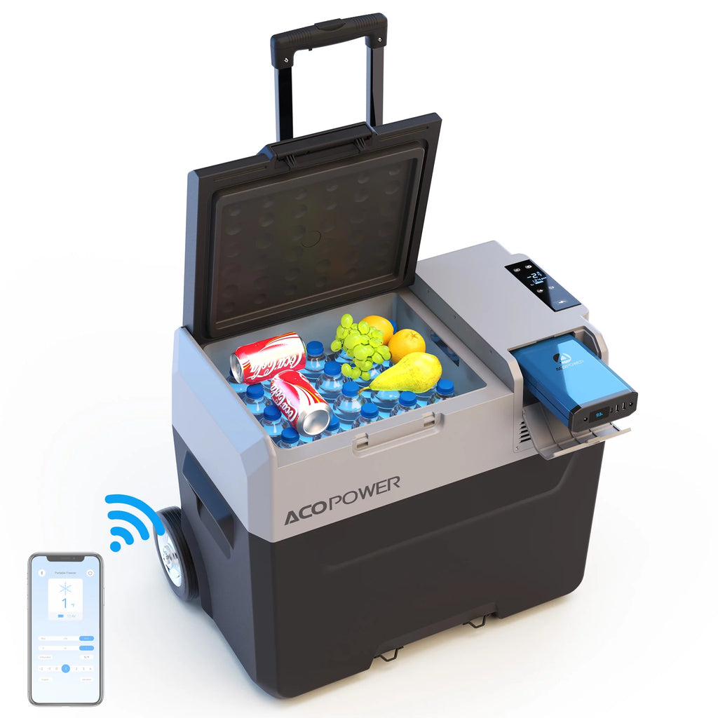 Portable Refrigerator Freezer with Battery and 6'' Off-Road Wheels D48795