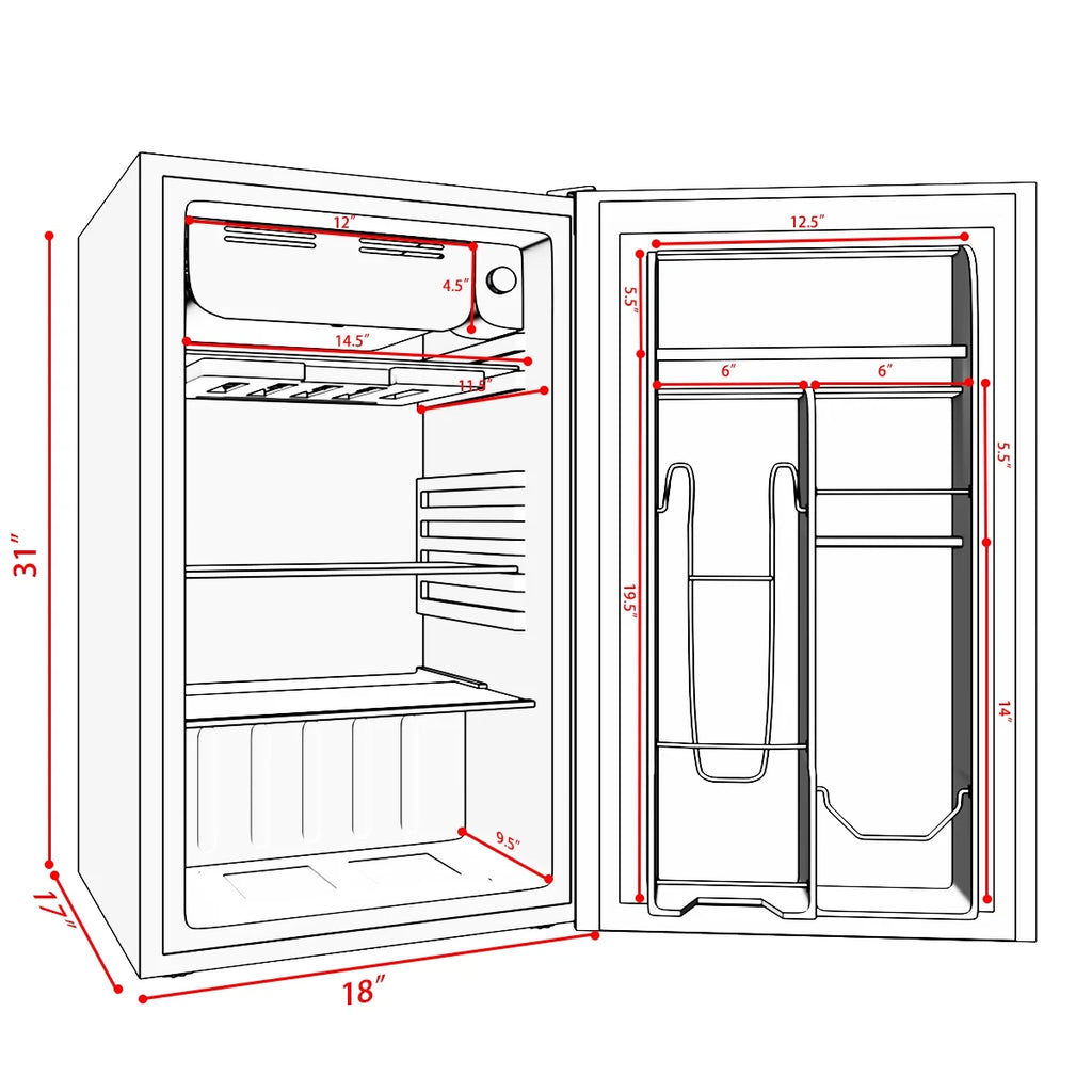 3.2 Cu.Ft. Compact Mini Fridge Freezer Reversible Door Z30690