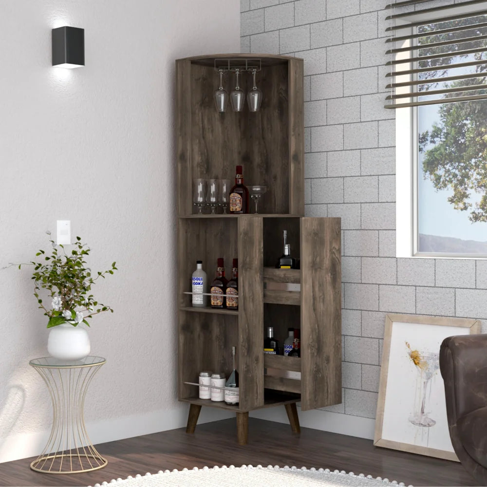 Dark Brown Corner Bar Cabinet L87188