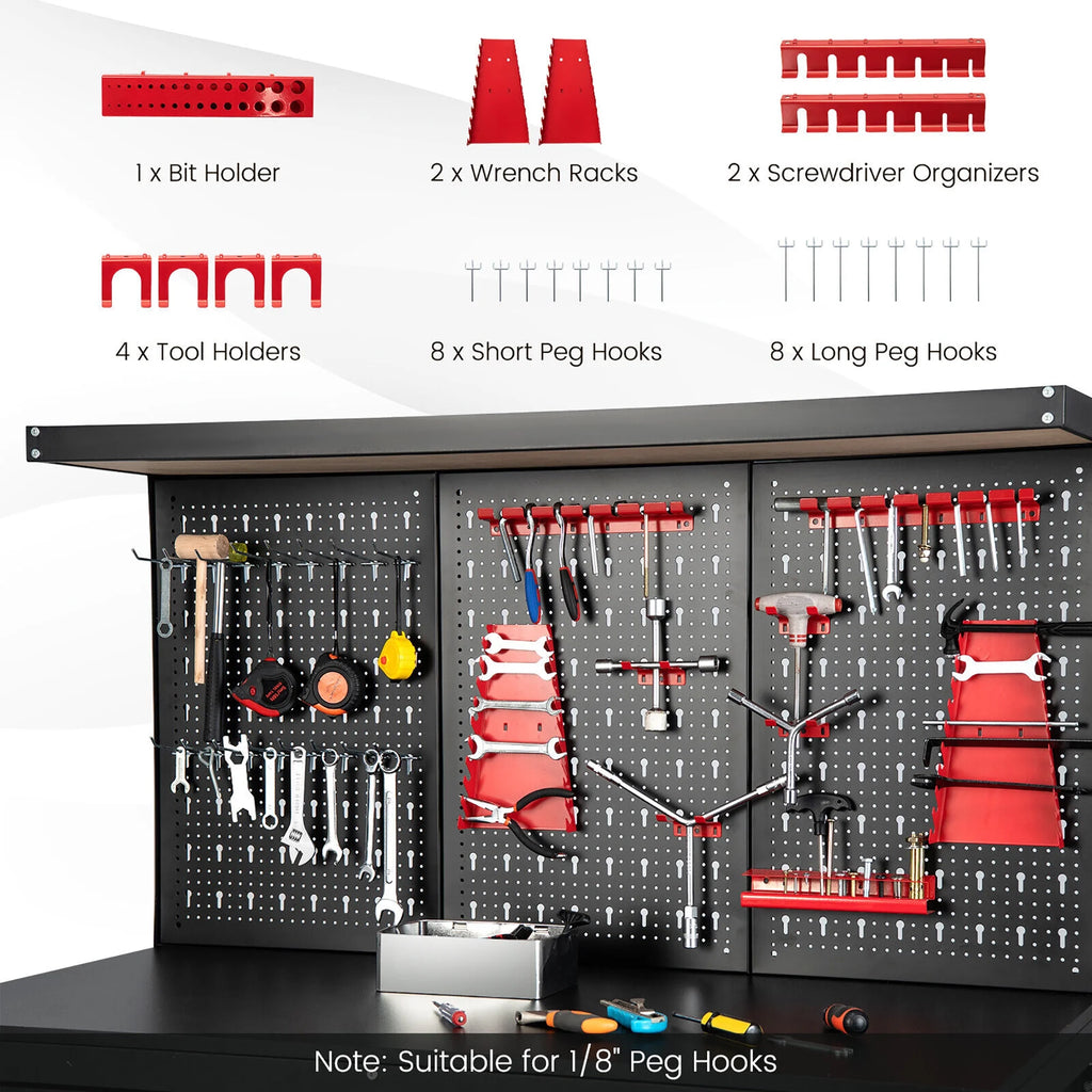 48'' Workbench with Peg Board Hook Kit & Drawers N86096