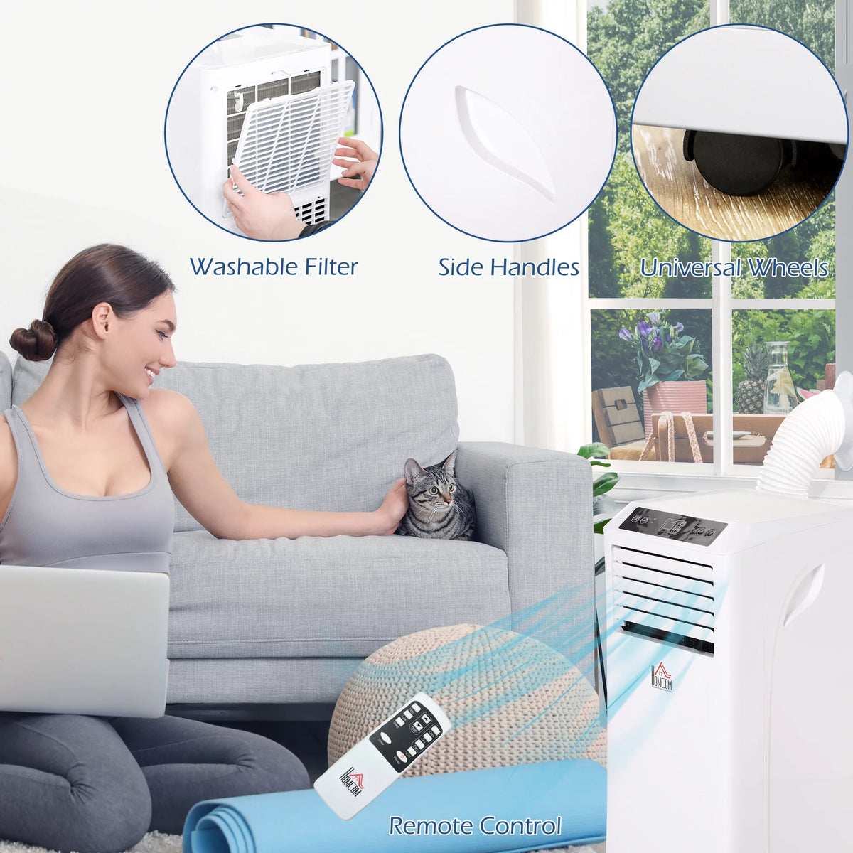 10000 BTU Portable Air Conditioner with Remote Control, White F376284