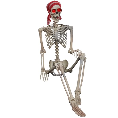 Life Size Skeleton with Glowing Eyes Posable Joints Q6436