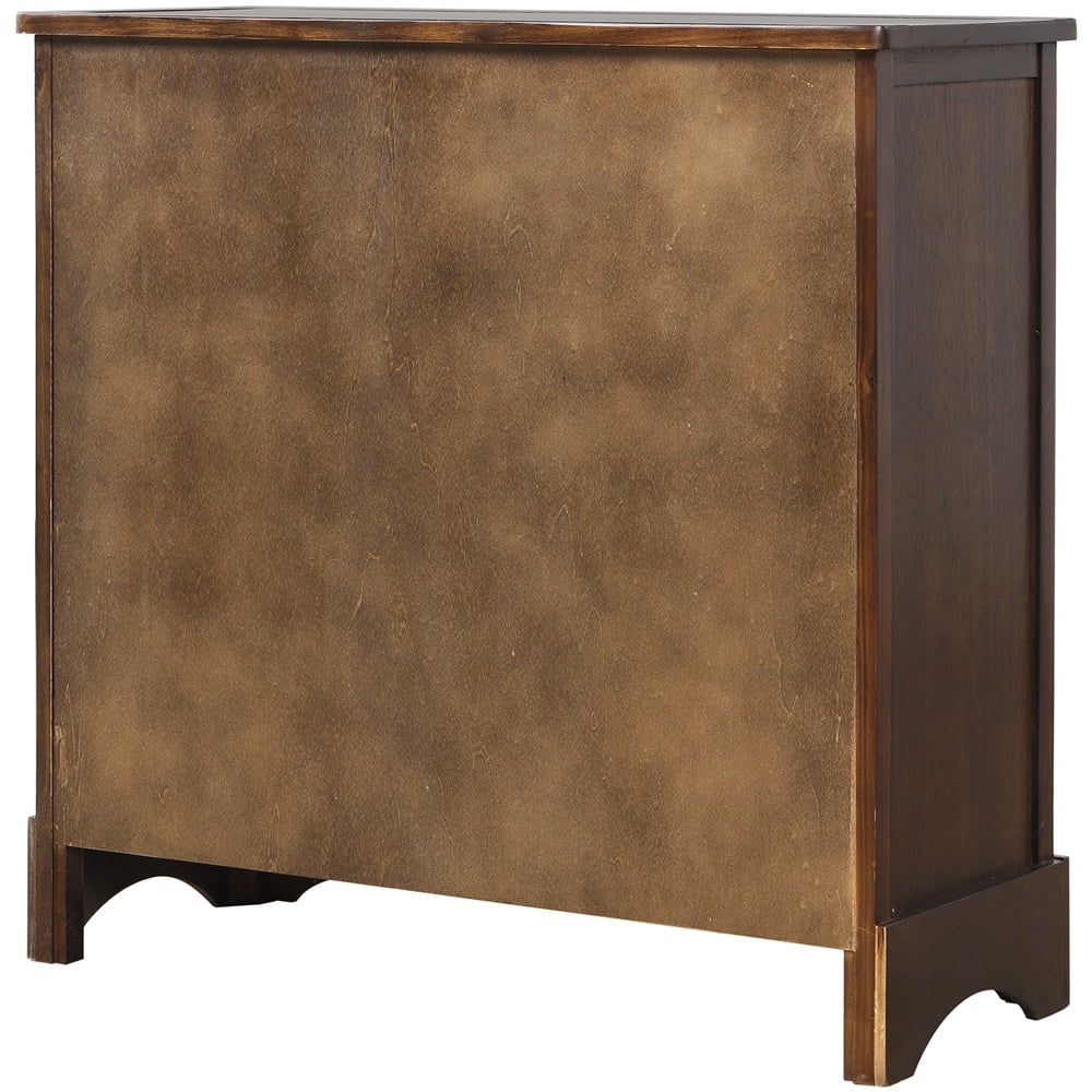Espresso Wood Storage Cabinet with 2 Drawers and 4 Wicker Baskets V72399