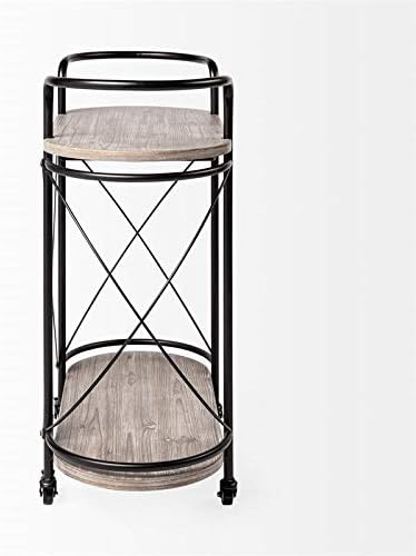 Black Two Tier Metal Bar Cart L9867